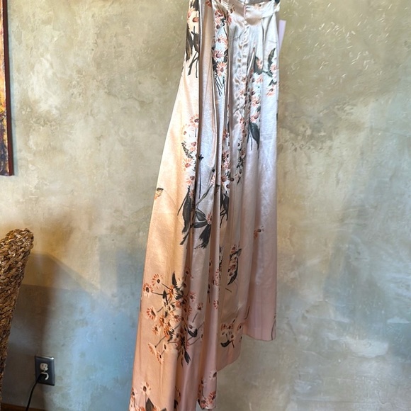 Anthropologie satin skirt flowers and bird print in medium by Della bee